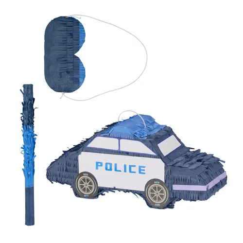 Pinata Polizei Partypinata Kinder-Pinata Auto-Pinata Kinder mit Stab und Maske