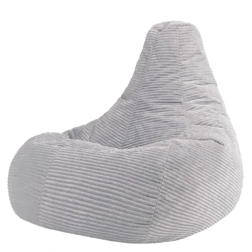 Icon Dalton XXL Sitzsack Cord in Grau – Bequemer Gaming Sitzsack für Erwachsene - Stabiler XXL-Sitzsack mit hoher Rückenlehne und strapazierfähigem Cordstoff für langanhaltenden Komfort. Ideal für Wohnzimmer, Schlafzimmer oder Gaming-Bereich. Perfekt zum Entspannen!