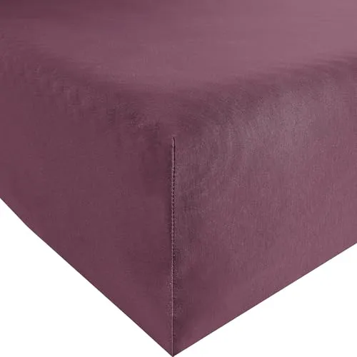 Erwin Müller Spannbettlaken Murnau - aubergine, 90x210 cm - Hochwertiges Single-Jersey Spannbettlaken mit Rundumgummi für perfekten Sitz. Pflegeleicht, bügelfrei und strapazierfähig. Ideal für Matratzen bis 22 cm Höhe. Made in Green für geprüfte Qualität.