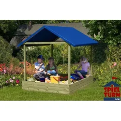Sandkasten Sophie mit Dach 153x153x180cm - Robuster Sandkasten mit schützendem Dach für ungetrübten Spielspaß im Freien. Ideal für Kinder, um Kreativität und Motorik zu fördern.