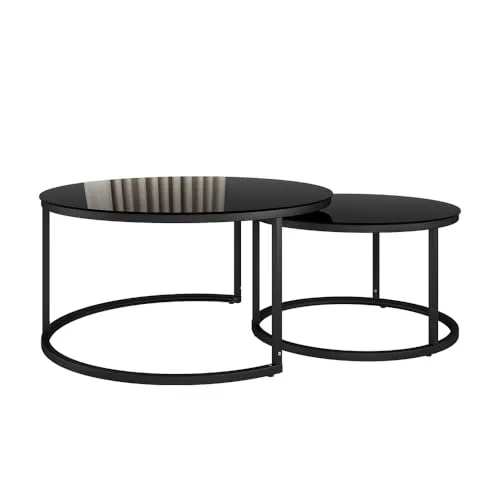 Vicco Couchtisch Montreal, Schwarz, 77 x 77 cm - Modernes Set - Couchtisch-Set im modernen Loft-Stil, platzsparend und vielseitig einsetzbar. Ideal für Wohnzimmer, Schlafzimmer oder Diele – perfekt für kleine Räume!