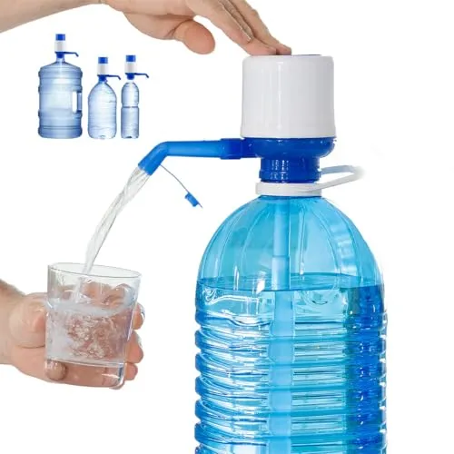 InnovaGoods® Manueller Wasserspender für XL-Flaschen, Einfache Handhabung, BPA-frei, Inklusive 3 Saugschläuche, Blau/Weiß, 8 x 16,5 x 18 cm, Polypropylen