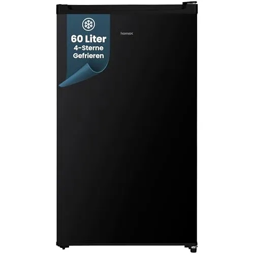 homeX Gefrierschrank FS1016-B - 60L, kompakt & leise - Kompakter Gefrierschrank mit 60L Nutzinhalt und 4-Sterne-Gefrierfach. Ideal für kleine Haushalte oder als Zweitgerät. Leiser Betrieb und einfache Temperaturregelung für zuverlässige Nutzung.