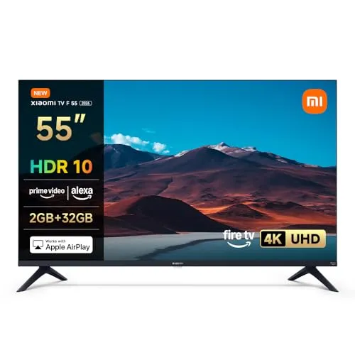 Xiaomi 55 Zoll 4K UHD Smart TV mit Fire OS8 - Erleben Sie beeindruckende 4K UHD-Bilder auf dem Xiaomi 55 Zoll Smart TV. Mit 120 Hz Game Boost für flüssiges Gaming und integrierter Sprachsteuerung für einfachen Zugriff auf Ihre Lieblingsinhalte.