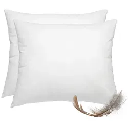 wometo Federkissen Home, in über 10 Größen, Füllung: Federn, Bezug: Baumwolle, Doppelset, OEKO-TEX®, Kissenfüllung Bezug Baumwolle & 100% Federn weiß 40 cm x 50 cm