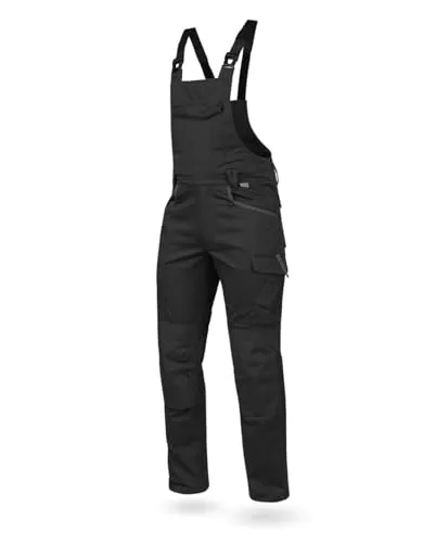WÜRTH MODYF Arbeitslatzhose Stretch X - professionelle Arbeitshose für Herren - Latzhose mit Reißverschluss - in der Größe 54 in Schwarz