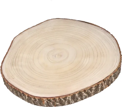 Echtholz Baumscheibe natur - 40 bis 45 cm für kreative Projekte - Naturbelassene Baumscheibe aus Echtholz (Paulownia) mit einem Durchmesser von 40-45 cm. Ideal zum Dekorieren, Basteln und für kreative Maltechniken. Perfekt als Tischdeko oder Kerzenteller!