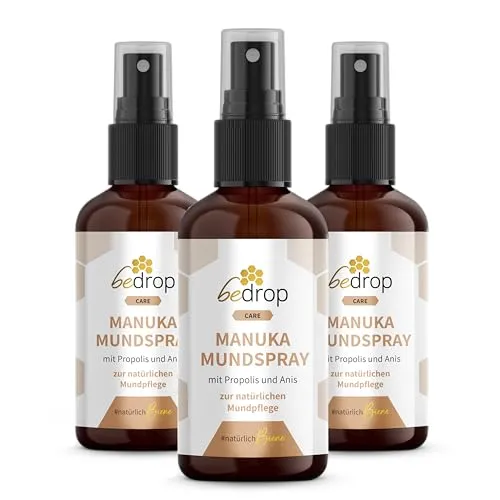 bedrop Propolis Halsspray mit Manuka Honig & Anis (3x 30ml Set) - Propolis Spray mit echtem Manuka Honig (MGO 400+) und Anis, 100% natürliche Imkerqualität, nachhaltig verpackt und unterstützt den Umweltschutz.