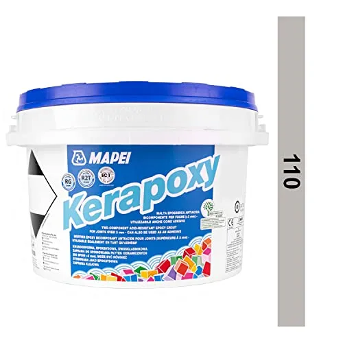Mapei Kerapoxy Epoxy Grout 2 kg Zweikomponentiger, säurebeständiger Epoxidharzklebstoff und Fugenmörtel für Wand und Boden ( Manhatan Nr 110 2 kg)