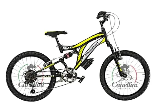 BICICLETTE CANELLINI Kinderfahrrad MTB Full Suspension 20 Colorado - Mountainbike für Kinder mit 20 Zoll Rädern, bietet optimale Dämpfung und Komfort auf unebenen Wegen, perfekt für Abenteuer im Freien.