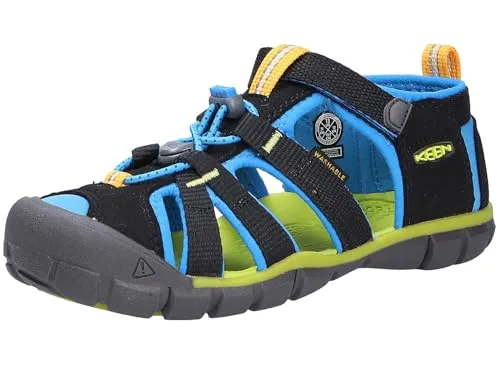 KEEN Seacamp 2 Cnx Unisex Kinder Sandalen - Schwarz Black Brilliant Blue, Größe 31 EU - Wanderschuhe mit wasserabweisendem Obermaterial und schnell trocknendem Futter, ideal für Abenteuer im Wasser und an Land. Multidirektionale Stollen bieten hervorragenden Halt.