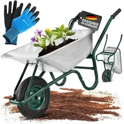 Juskys Schubkarre Garden 100L - Robuste Schubkarre mit 100L Volumen und 210 kg Tragkraft, ausgestattet mit Luftreifen für einfachen Transport im Garten.