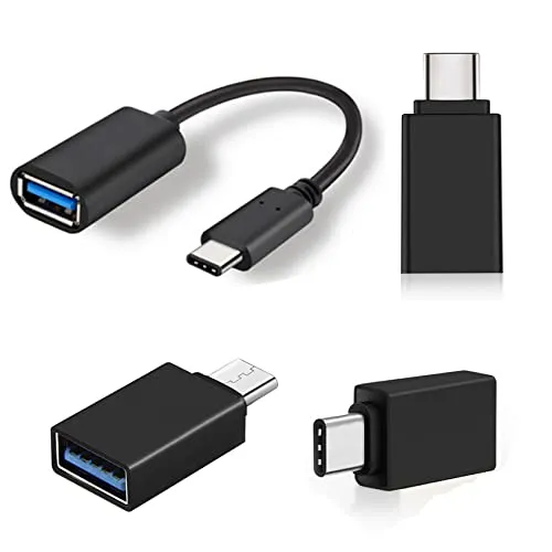 iJiZuo USB C Adapter auf USB 3.0 [4 Stück], OTG USB Typ C auf USB 3.0 Adapter und Adapter Kabel, für MacBook Air 2020/2018, MacBook Pro 2018, Huawei P30,Google Pixel 3XL, Galaxy S20/S10 (Schwarz)