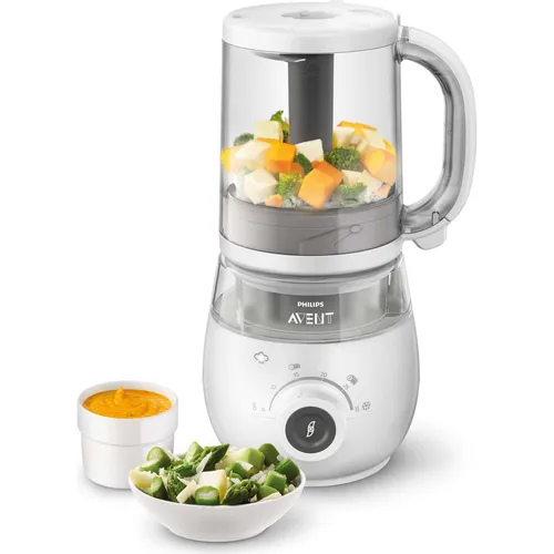 Philips Avent 4-in-1 (SCF883/01) Babynahrungszubereiter - Multifunktionaler Babynahrungszubereiter für einfaches Dampfen, Pürieren und Erwärmen, ideal für gesunde Babyernährung.