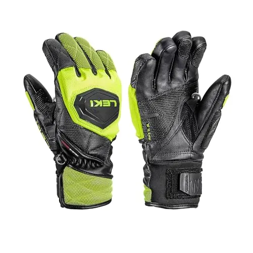 LEKI WCR Venom 3D Junior black-ice lemon 8.0 - Warme Skihandschuhe für Kinder, speziell für Rennsport entwickelt mit robustem Ceramic Shell und optimalem Grip dank Silicone Enforced Grip Pads.