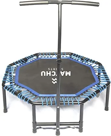 MATCHU Fitness Trampolin PRO | Stabil und Langlebig | Ø 110cm - Erleben Sie die Freude am Jumping Fitness mit dem MATCHU Fitness Trampolin PRO. Extra stabil und einfach aufzubauen, eignet es sich perfekt für Ihr Training. Genießen Sie lange Lebensdauer und Komfort in Schwarz/Blau.