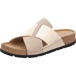 Rohde SOAVE Pantolette Sommerschuh mit Softfußbett - Pantoletten in Größe 38, mit gepolstertem Softfußbett für optimalen Tragekomfort, ideal als Hausschuh oder Strandschuh, stylish in beige und goldfarben.