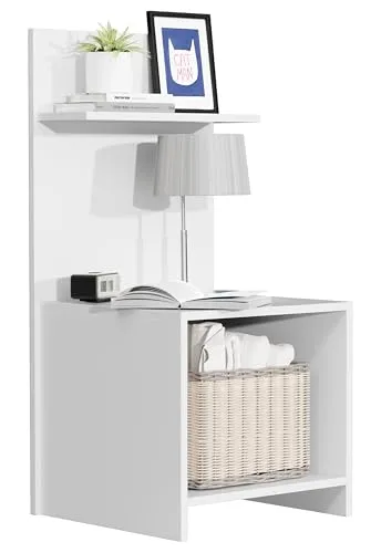 Malisa Nachtschrank | Beistelltisch mit viel Stauraum - Nachttisch aus Holz mit 3 Fachböden und extra hoher Ablage, ideal für Bücher und Fernbedienungen. Maße: H. 91 x B. 45 x T. 40 cm – perfekt für dein Schlafzimmer!