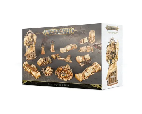 Warhammer AoS - Dominion of Sigmar: Timeworn Ruins - Themenschmuck-Set für Warhammer Age of Sigmar mit detailreichen Kunststoff-Miniaturen. Perfekt für kreative Spielwelten und individuelle Anpassungen. Montage erforderlich, Werkzeug und Farben nicht enthalten.