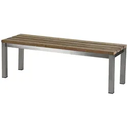 Diamond Garden Bank SALERNO 140 cm aus Edelstahl & recyceltem Teak - Hochwertige Gartenbank SALERNO aus recyceltem Teakholz und stabilem Edelstahlrahmen. Ideal für zwei Personen, robust und pflegeleicht. Perfekt für Garten, Terrasse oder Balkon.
