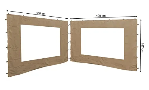 Quick Star Pavillonseitenteil 2er Set mit PE Fenster - Pavillon-Seitenteile für 3x4m Pavillons, mit praktischen Fenstern und einfacher Klettband-Befestigung. Ideal für Garten, Terrasse und Camping.