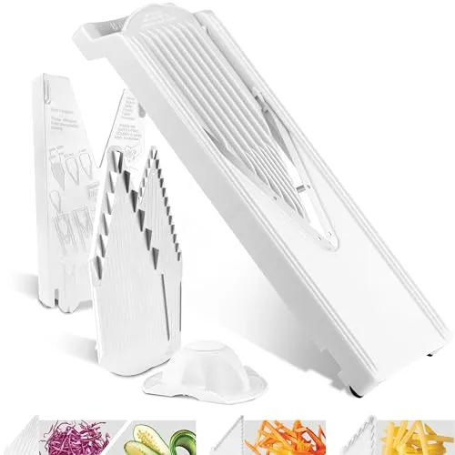 Börner Gemüsehobel V3 (Starter Set) – V-Hobel für präzises Schneiden - Gemüsehobel mit 5 Schnittarten und patentierter Edelstahl V-Klinge, ideal für schnelles und sicheres Schneiden von Obst und Gemüse. Inkl. Sicherheitsfruchthalter für mehr Schutz.
