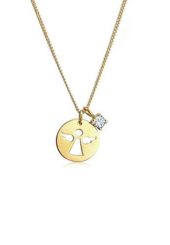 Elli Collierkettchen Engel Weiß 925 Sterling Silber - Colliers: Himmlisch funkelnde Schutzengel-Halskette aus 925 Sterling Silber mit Swarovski® Kristall, ideal als Glücksbringer und stilvolle Ergänzung für jedes Schmuckkästchen.
