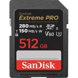 SanDisk Extreme PRO SDHX 512GB - Hochleistungs Speicherkarte - Speicherkarten für 6K Videoaufnahmen mit einer Schreibgeschwindigkeit von 60 MB/s, ideal für professionelle Fotografen und Filmemacher.
