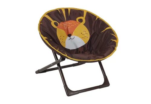 Relaxdays Moonchair Kinder, Löwe, faltbar, HxBxT: 47 x 50 x 48 cm - Bequemer Kinderstuhl mit niedlichem Löwen-Motiv für drinnen und draußen. Faltbar und platzsparend, ideal für das Kinderzimmer oder beim Camping. Robustes Design mit wasserabweisendem Bezug.