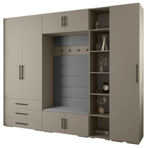 ABIKS MÖBEL Kompaktgarderobe INOVA 3 SATZ 11 – Elegantes Möbelset mit Kleiderstange und Regalen - Praktisches Möbelset für jeden Raum. Mit modernem Design und robusten Materialien bietet es viel Platz für Kleidung und persönliche Gegenstände. Einfacher Aufbau und stilvolle Aufbewahrungslösung für Ihr Zuhause.