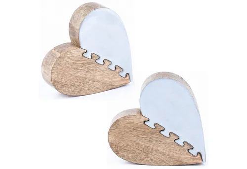 Marrakesch Orient & Mediterran Interior Dekoobjekt 2er Set Dekoaufsteller Dekoobjekt Herz Puzzle Partnerset Amour -1-, Handarbeit