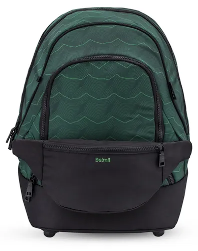Belmil 2-IN-1 Schultasche & Gürteltasche "Twist of Lime" - Schulranzen und Gürteltasche in einem: Ergonomisches Design mit abnehmbarer Gürteltasche, ideal für Schule und Freizeit. Geprüft von der Aktion Gesunder Rücken e.V. für optimalen Tragekomfort.