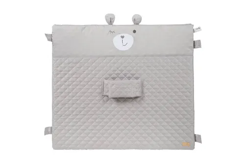 roba® Wickelauflage Style mit Bärchen-Gesicht – abwischbar und sicher - Praktische Wickelauflage für Neugeborene, abwischbar und mit Haltegurt für zusätzliche Sicherheit. Ideal für die Pflege Ihres Babys, Maße: 85 x 75 cm, Farbe: grau.