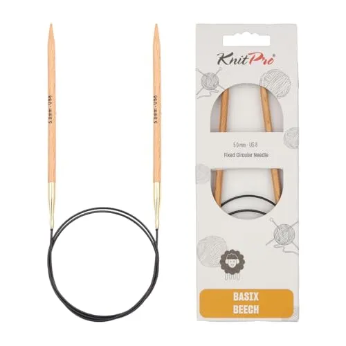 KnitPro Basix Birch Rundstricknadel, 80 cm Länge x 5.00 mm Stärken, Braun