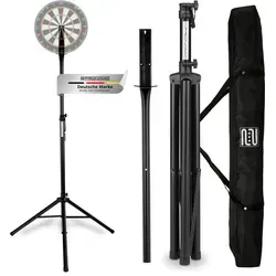Pronomic DA-45S BK Dartboard Ständer Set - Dartscheiben-Stativ aus pulverbeschichtetem Stahl, stufenlos höhenverstellbar, inklusive praktischer Transporttasche für einfachen Transport, ideal für Darts-Enthusiasten.