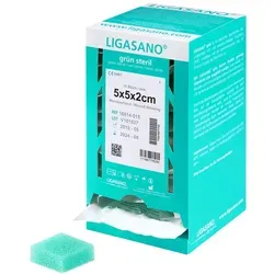 Ligasano grün steril 2x5x5 cm Spenderbox - 15 St - Arzneimittel: Hochwertige sterile Wundauflagen in praktischer Spenderbox, ideal für schnelle und hygienische Wundversorgung.