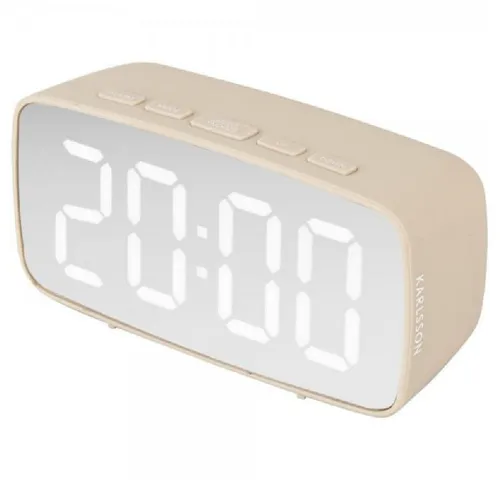 Karlsson Uhr Wecker Silver Mirror LED Oval Warm Grey - Stylischer Wecker mit LED-Anzeige und Spiegeloberfläche, perfekt für modernes Wohndesign und sanftes Aufwachen.