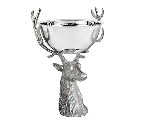EDZARD Schale Richard – Elegante Servierschale in Silber-Optik (Ø 32 cm, H 45 cm) - ELEGANTE DEKOSCHALE: Die Schale Richard mit Ø 32 cm und 45 cm Höhe ist ideal zum Servieren und Dekorieren. Ihre hochwertige Silber-Optik verleiht jedem Tisch eine stilvolle Note. Perfekt für festliche Anlässe und vielseitig einsetzbar.