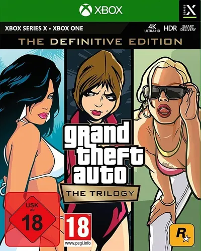 Grand Theft Auto: The Trilogy - Definitive Edition - Xbox ONE & Series X - Action & Abenteuer Spiel mit Definitive Edition, erlebe die legendären Geschichten in neuem Glanz. Ideal für Einzelspieler, jetzt auf Xbox ONE und Series X!
