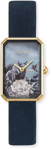 Engelsrufer Damen-Armbanduhr ERWA-FLOWER1-NBL2-RG - Elegante Armbanduhr mit eckigem Design, hochwertigem Edelstahl und einem bequemen blauen Lederband – der perfekte Begleiter für stilbewusste Frauen.
