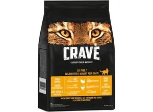 Crave Adult Trockenfutter mit Truthahn & Huhn - 7kg Premium Katzenfutter, hoher Proteingehalt und getreidefrei für empfindliche Katzen