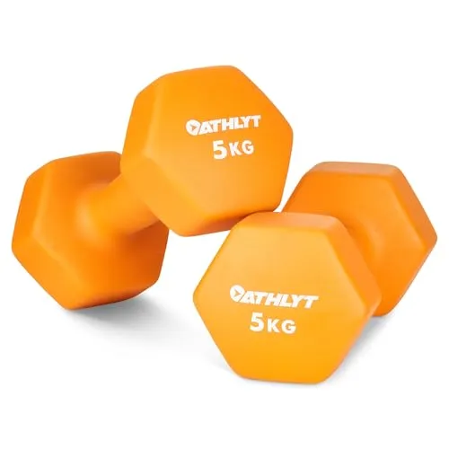 Athlyt Unisex's Neoprene Dip Dumbbell Orange, 2 x 5 kg | Dumbell set