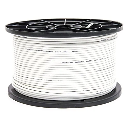 Premium X 200m Mini Koaxial Sat Kabel - Extra dünn und 2-fach geschirmt - HiFi-Kabel für digitale TV-Signalübertragung in 4K Ultra HD, ideal für enge Räume mit optimalem Schutz gegen Störungen und einfacher Verlegung dank nur 4 mm Außendurchmesser.