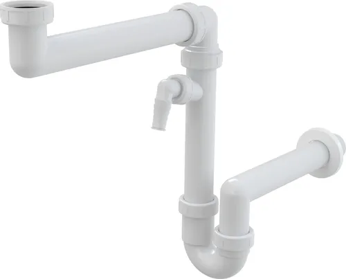 Alcadrain Raumsparsiphon für Spülbecken mit Geräteanschluss 6/4" - Spülen Zubehör mit platzsparendem Design, ideal für den Anschluss von Waschmaschine oder Spülmaschine, sorgt für effizienten Abfluss und einfache Installation.