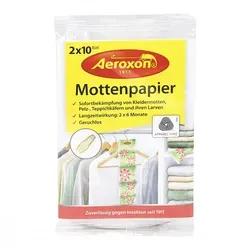 Aeroxon Mottenpapier 2X 10 Blatt - Effektive Bekämpfung von Kleidermotten & Pelzkäfern, 6 Monate Schutz für Kleiderschränke und Schubladen