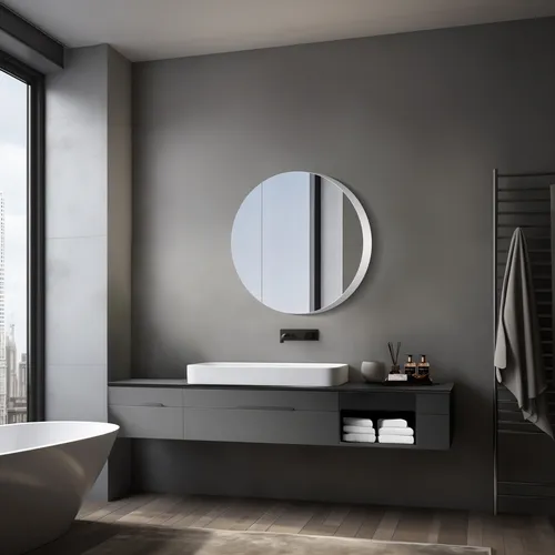 Spiegelschrank mit Beleuchtung Talos Silver Picasso Style Ø80 cm - Spiegelschränke mit integrierter LED-Beleuchtung für ein elegantes Ambiente, zwei Glaseinlegeböden bieten optimalen Stauraum und einfache Montage für Ihr Badezimmer.