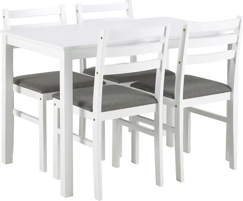 Esstisch / Stühle 5er-Set ALICANTE - Elegant in Weiß - Essgruppen: Stilvolles 5er-Set mit modernem Design, perfekt für gesellige Abende und einladende Essbereiche.