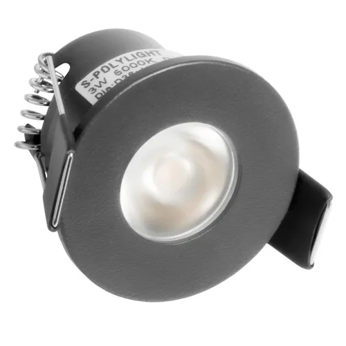 S-Polylight PREMIUM Mini LED- Einbauspots Kaltweiß 6.000K, DIMMBAR, IP65, FUNK 3W LED Einbaustrahler Terrassenüberdachung, Terrassenbeleuchtung, Bad, Sauna, LED Spots (ANTHRAZIT, 1x LED-Spot)