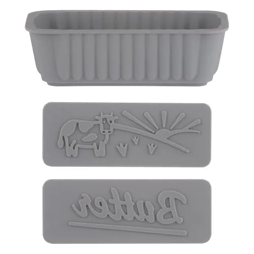 Kilner Silikon Butterform Set | Butterformform mit 2 austauschbaren Musterplatten | Bauernhof Design & Buttertext | wiederverwendbar und spülmaschinenfest