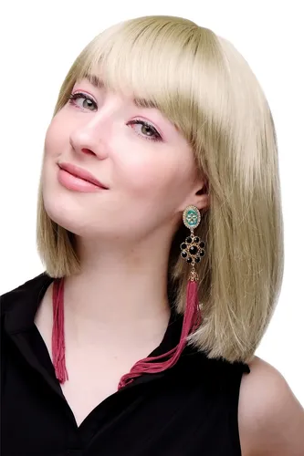 Perücke Damenperücke kurz Bob Longbob Pony glatt blond goldblond 7803-22 Frauen